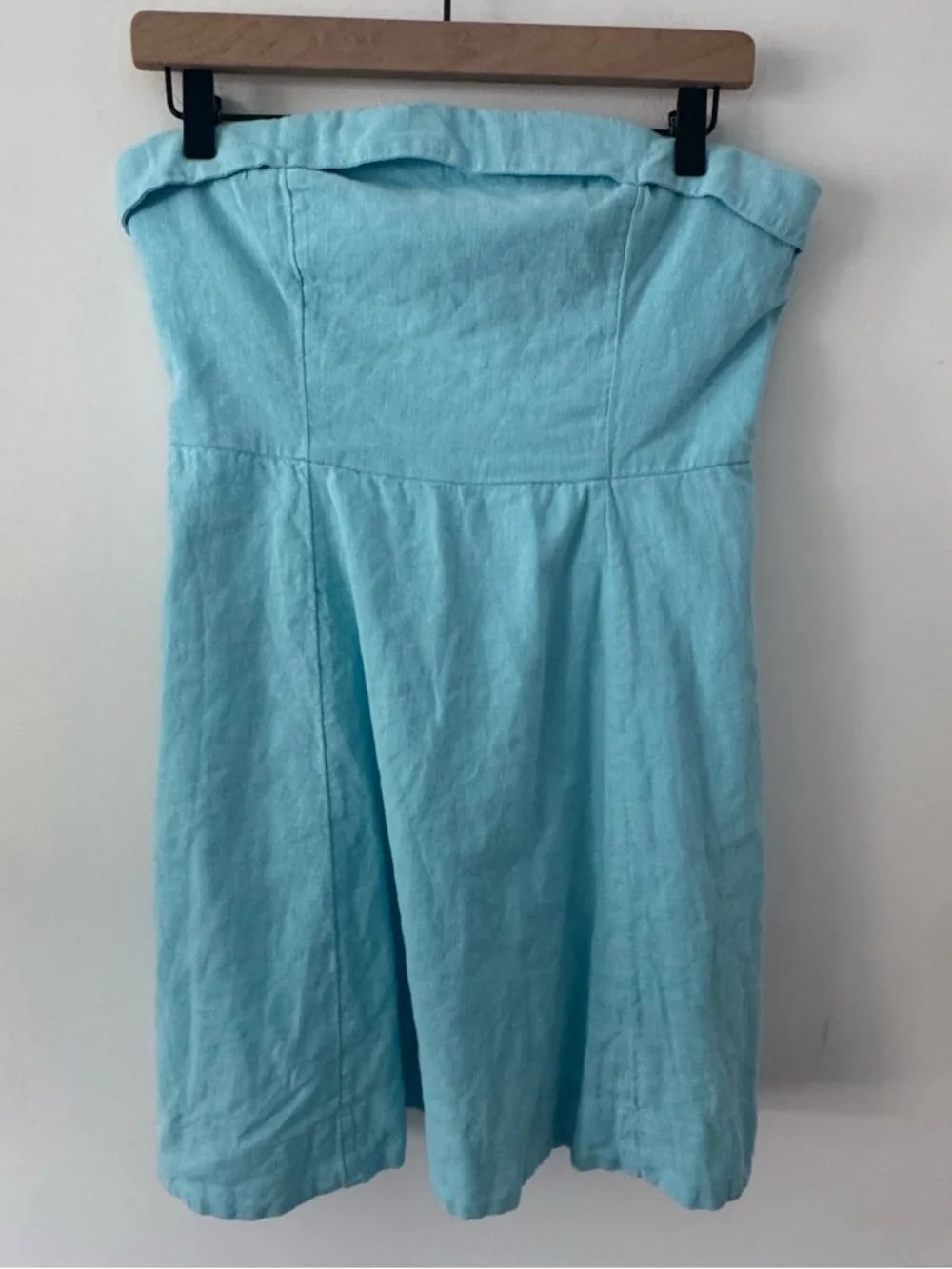 Abercrombie and Fitch Strapless Light Blue Linen Blend Mini Dress Medium